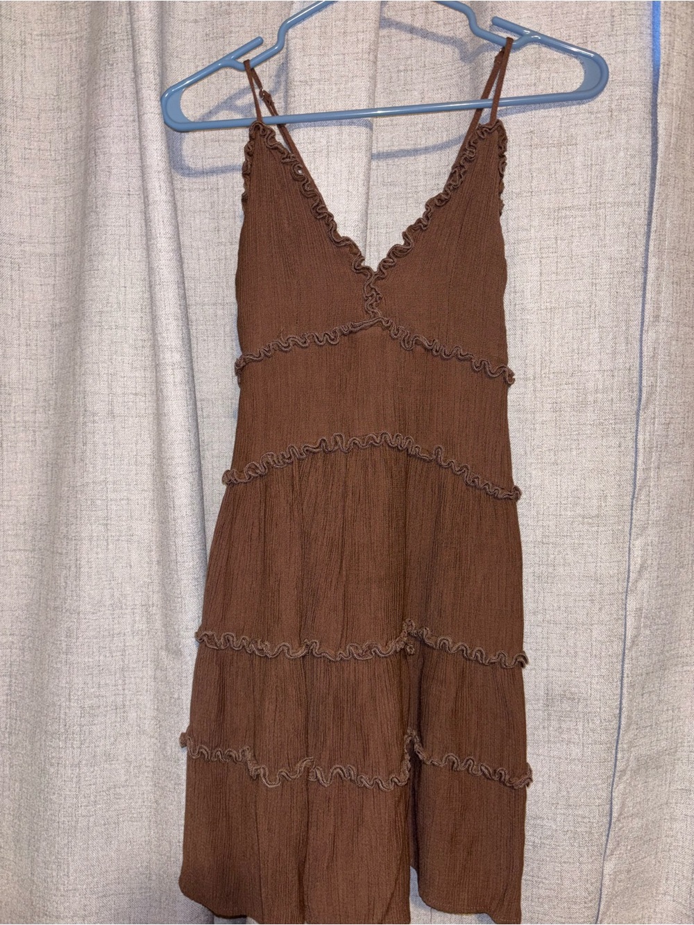 Love Tree Brown Ruffle Tiered Midi Slip Dress